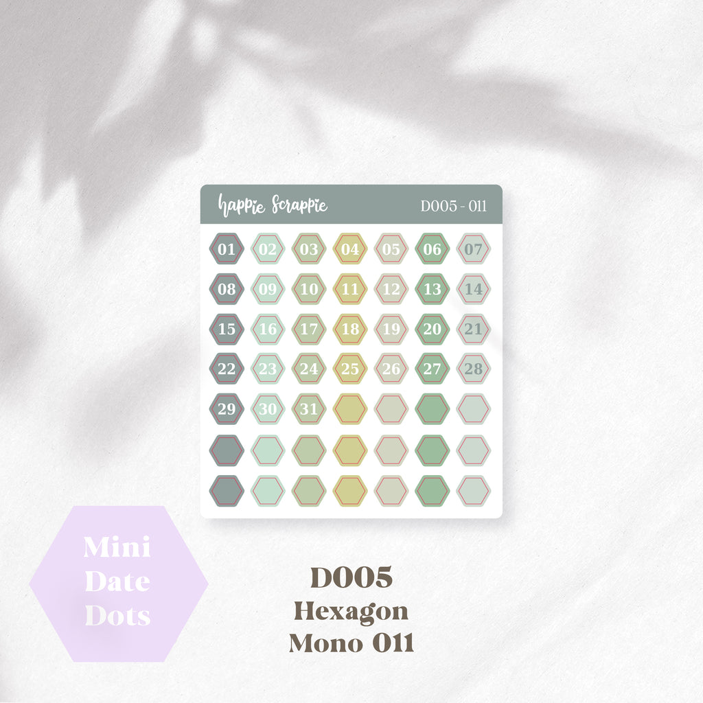 Mini Stickers : Date Dots (Hexagon) // D005