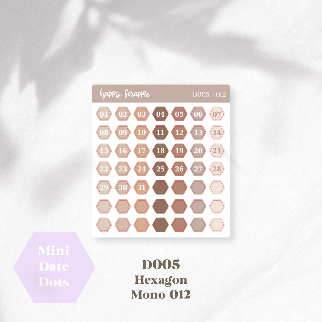 Mini Stickers : Date Dots (Hexagon) // D005