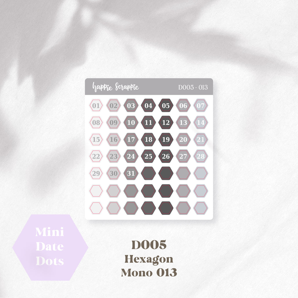 Mini Stickers : Date Dots (Hexagon) // D005