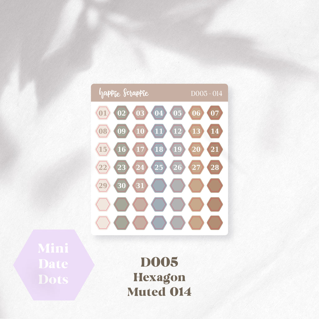 Mini Stickers : Date Dots (Hexagon) // D005