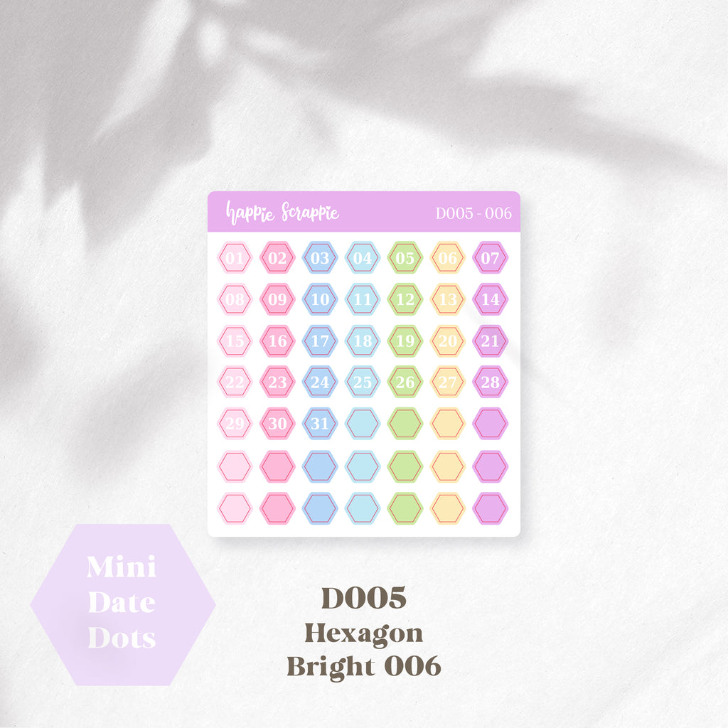 Mini Stickers : Date Dots (Hexagon) // D005