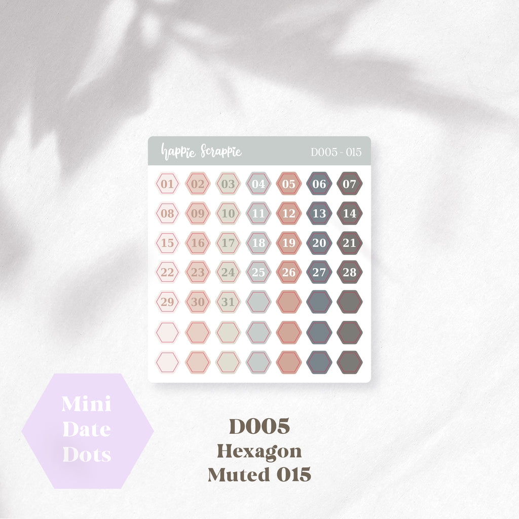 Mini Stickers : Date Dots (Hexagon) // D005