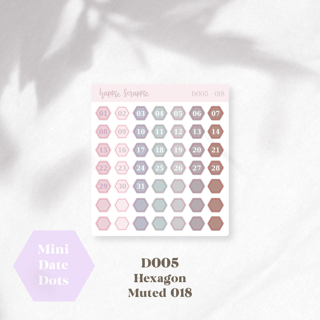 Mini Stickers : Date Dots (Hexagon) // D005