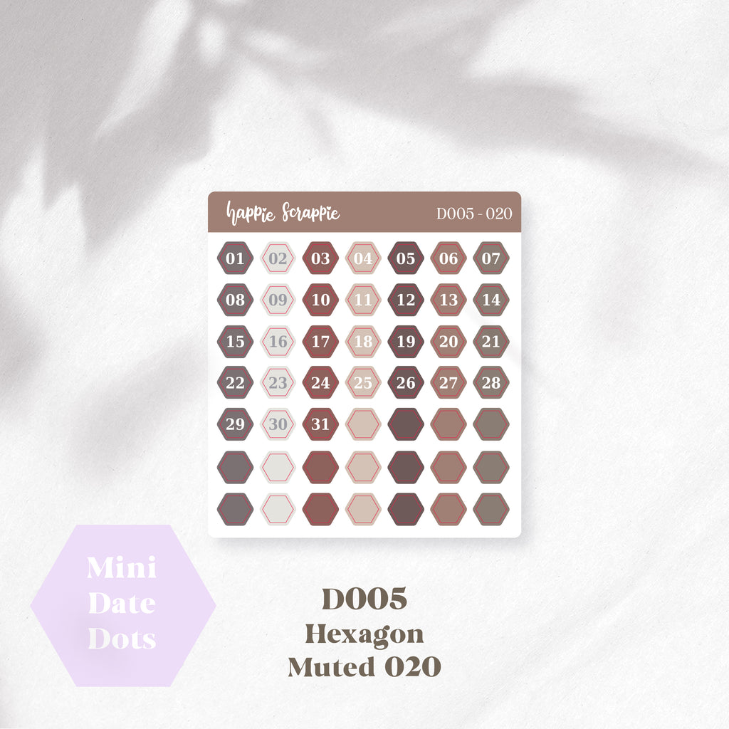 Mini Stickers : Date Dots (Hexagon) // D005