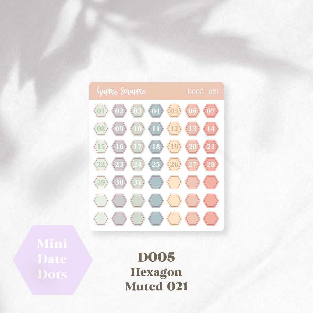 Mini Stickers : Date Dots (Hexagon) // D005