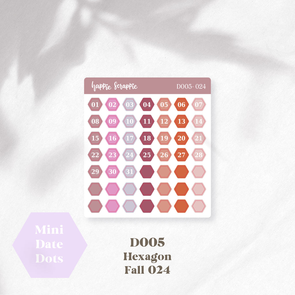 Mini Stickers : Date Dots (Hexagon) // D005