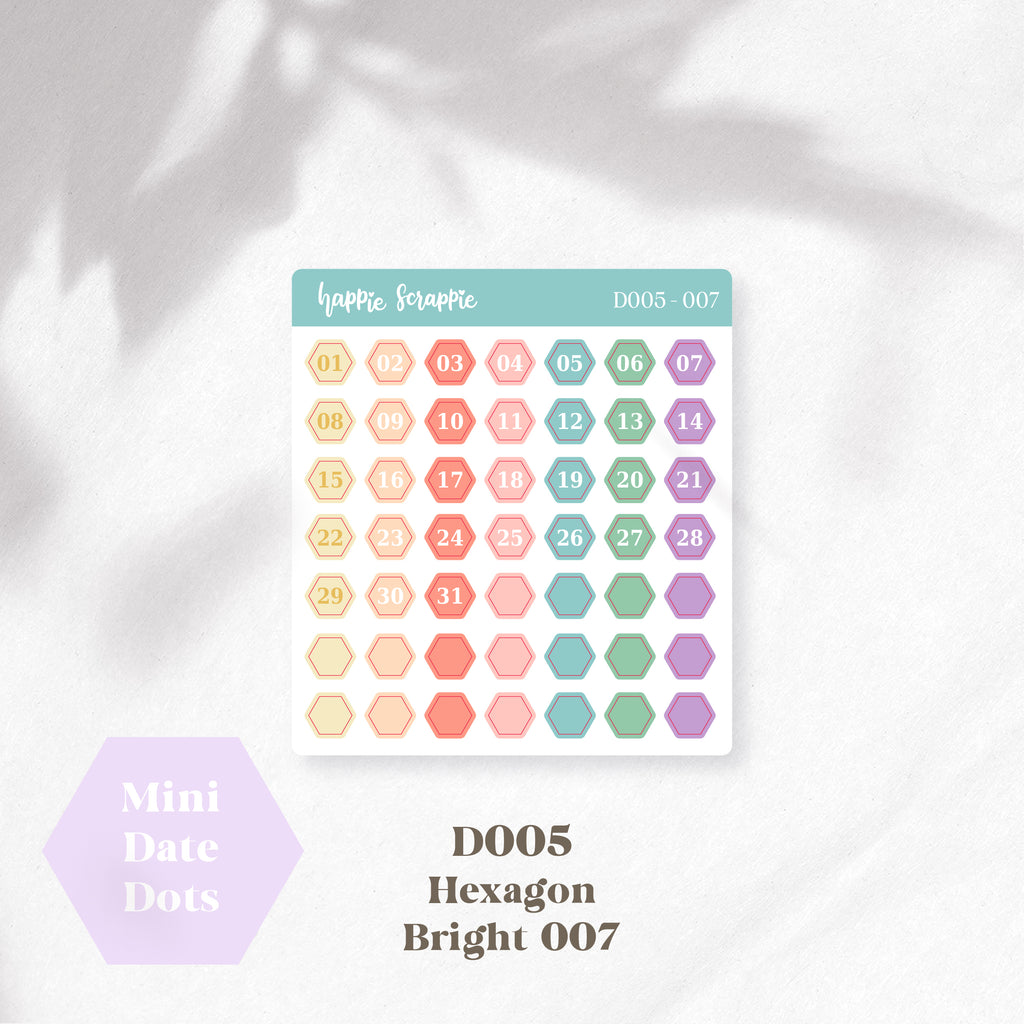 Mini Stickers : Date Dots (Hexagon) // D005