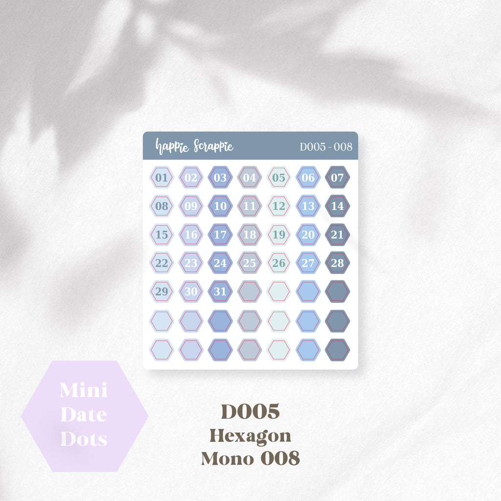 Mini Stickers : Date Dots (Hexagon) // D005