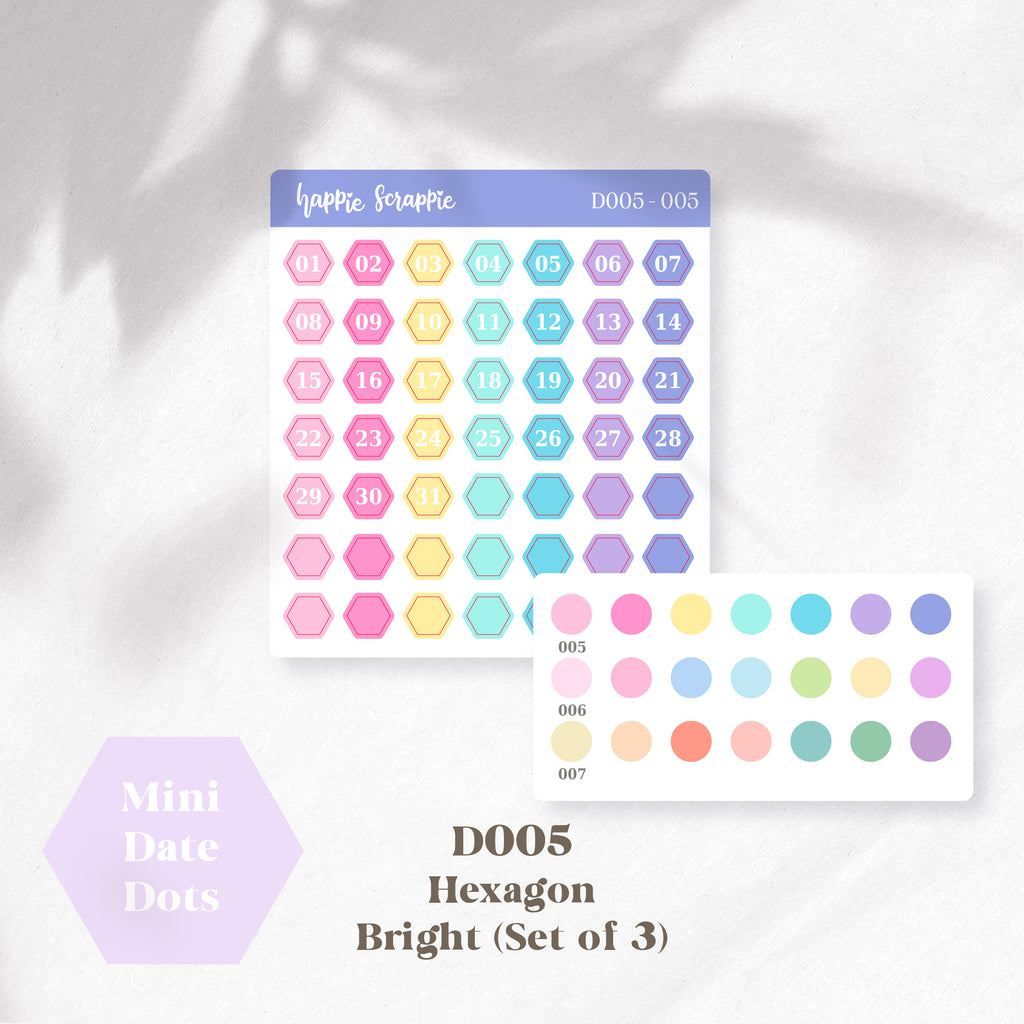 Mini Stickers : Date Dots (Hexagon) // D005