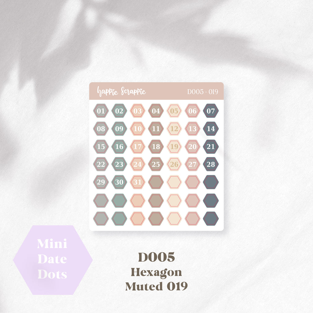 Mini Stickers : Date Dots (Hexagon) // D005