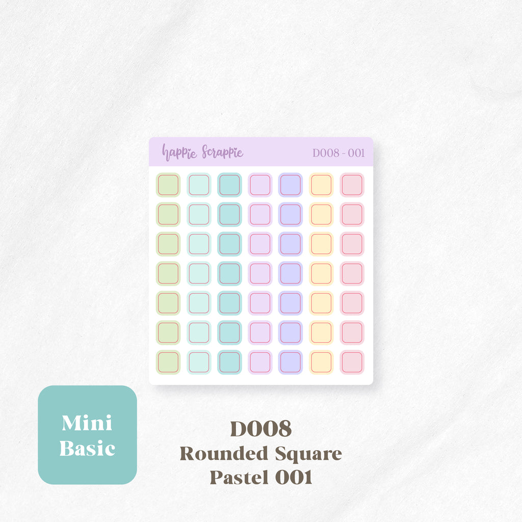 Mini Stickers : Basics (Rounded Squares) // D008