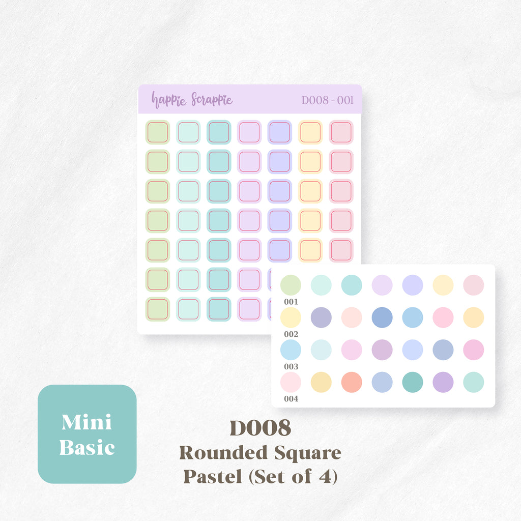 Mini Stickers : Basics (Rounded Squares) // D008