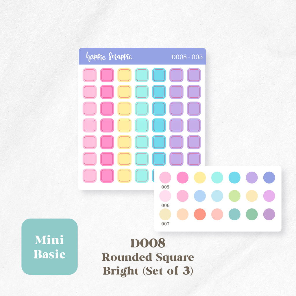 Mini Stickers : Basics (Rounded Squares) // D008