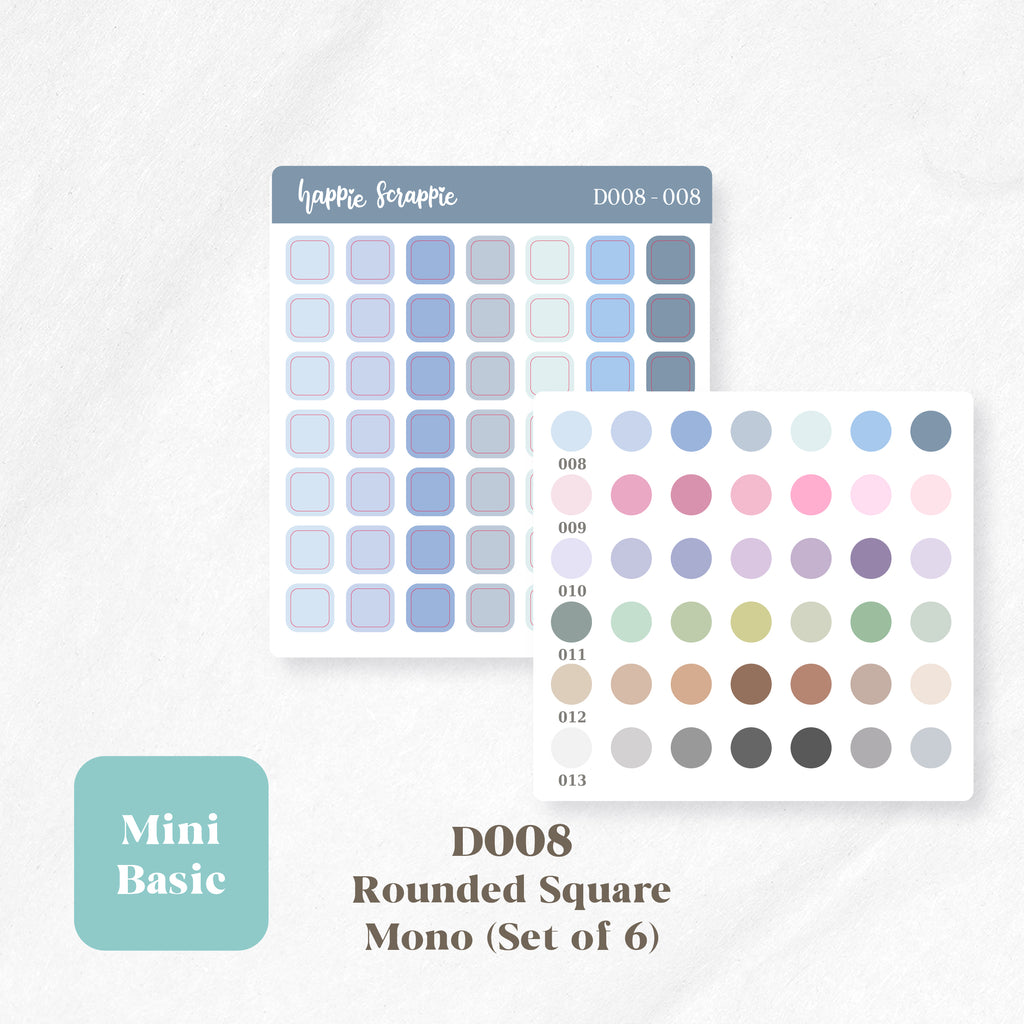 Mini Stickers : Basics (Rounded Squares) // D008