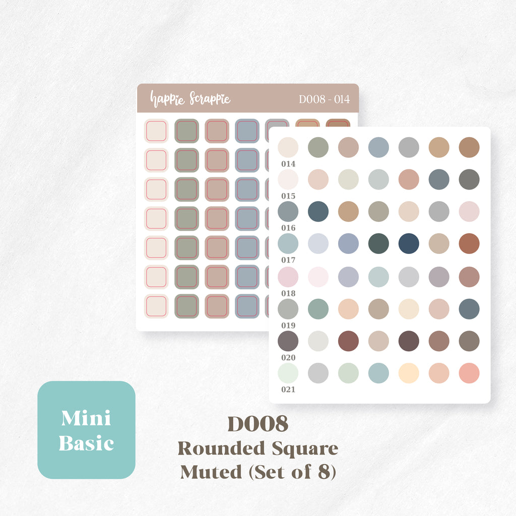 Mini Stickers : Basics (Rounded Squares) // D008