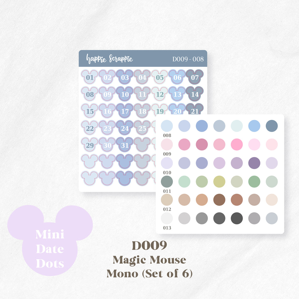 Mini Stickers : Date Dots (Magic Mouse) // D009