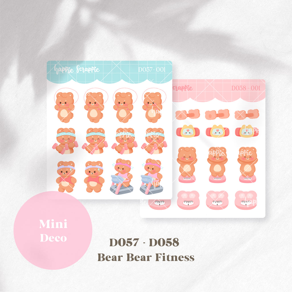Mini Deco : Bear Bear Fitness & Exercise // D057-D058