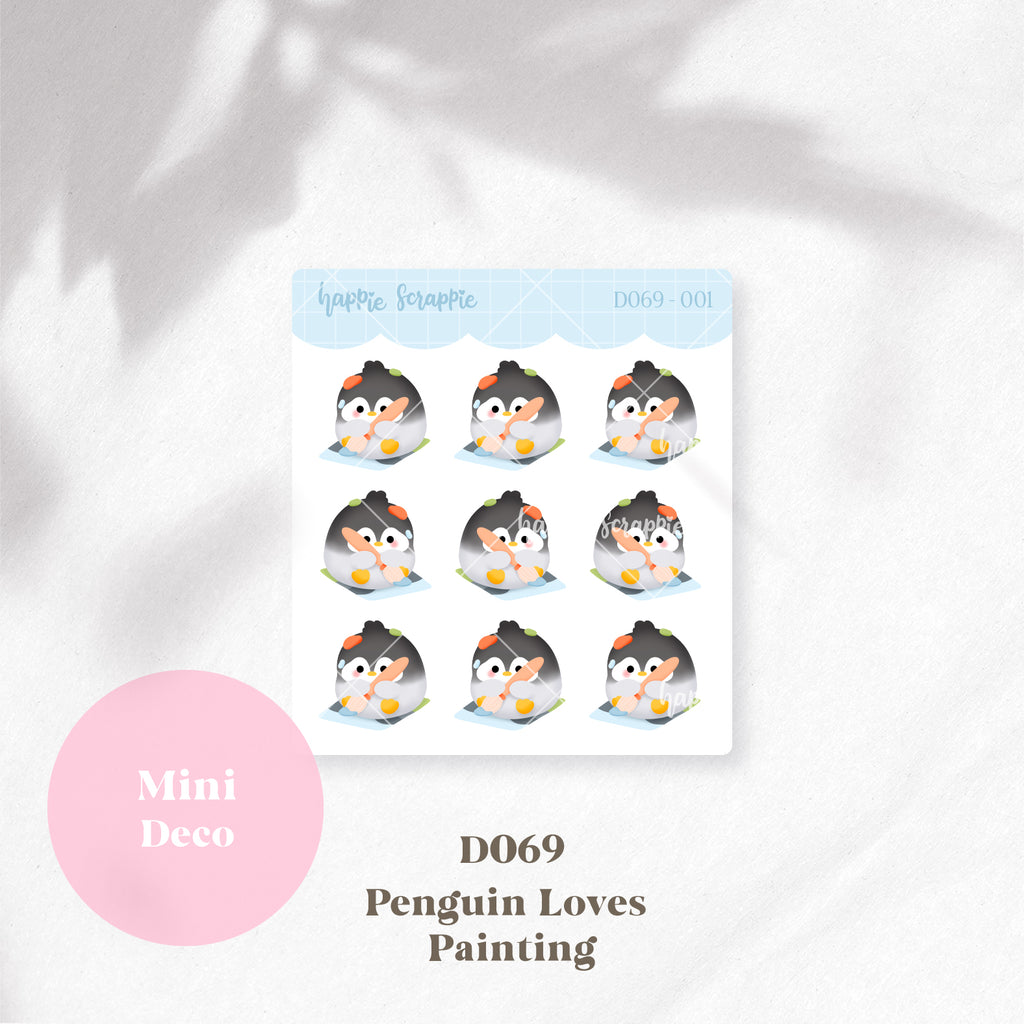 Mini Deco : Artsy Penguin Painting // D069