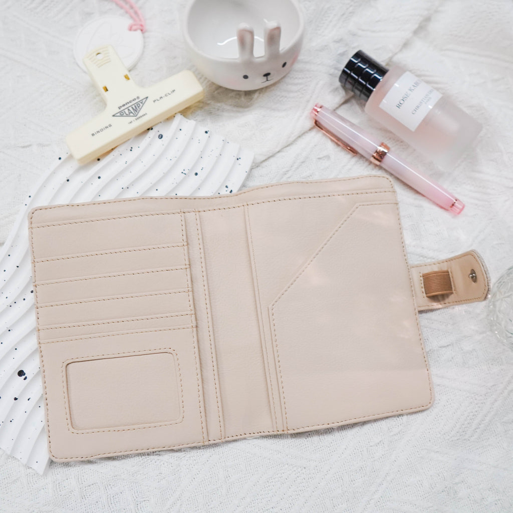 Planner Cover : Muted Pink /Off White Bunny Embroidery Fabric (TN Passport) // Pre Order