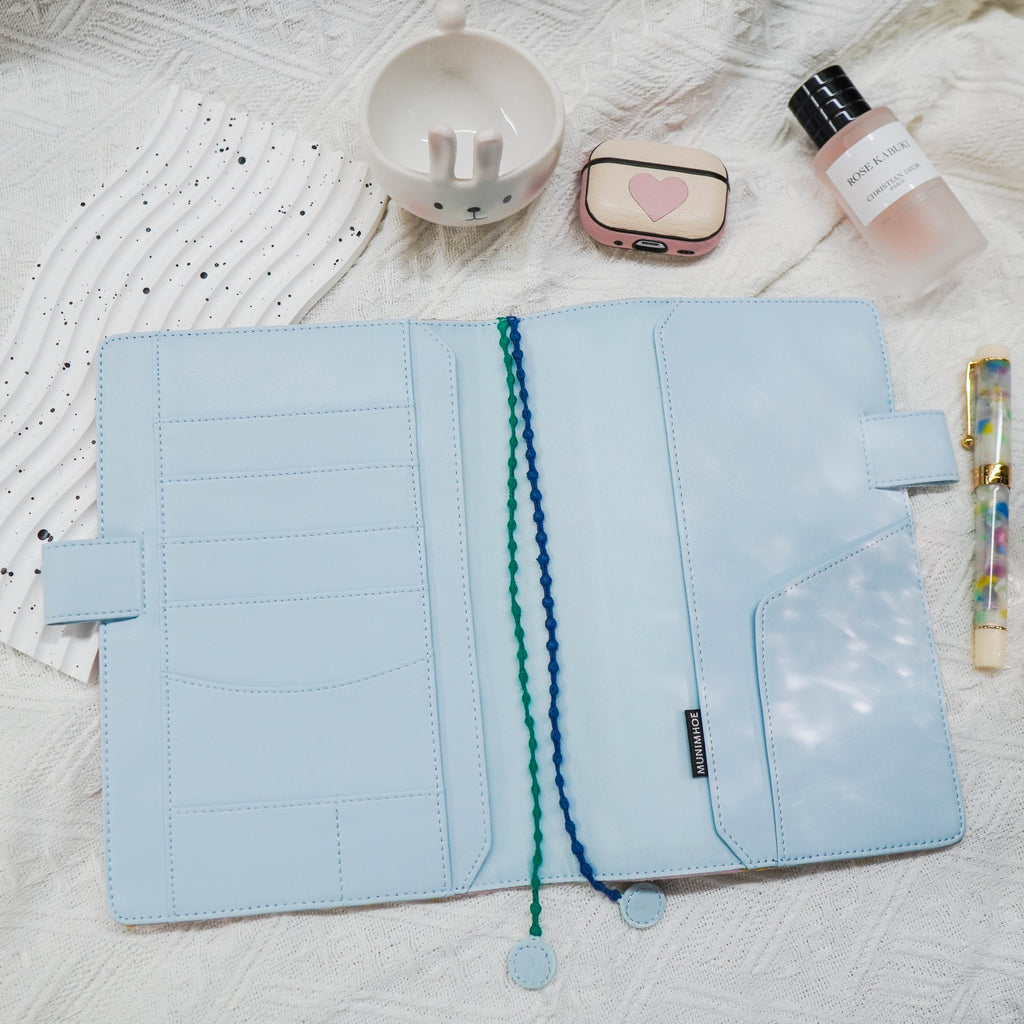 Planner Cover : Light Blue White Embroidery Fabric (A5 / Hobo Cousin) // Pre Order
