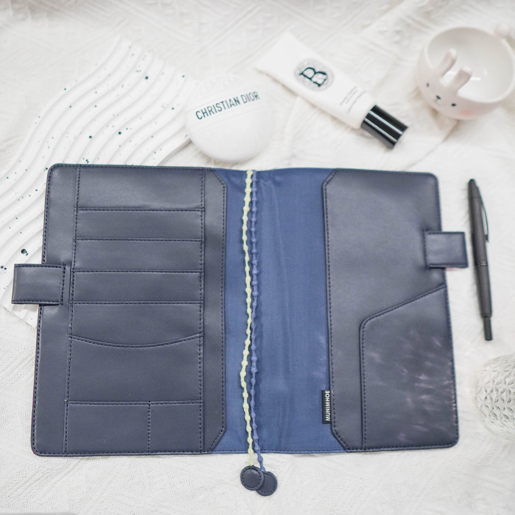 Planner Cover : Dark Blue Embroidery Fabric (A5 / Hobo Cousin) // Pre Order