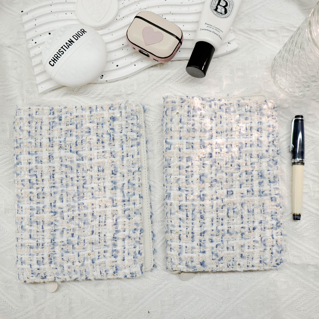 Planner Cover : Winter Cool Blue Tweed Fabric (B6) // Pre Order
