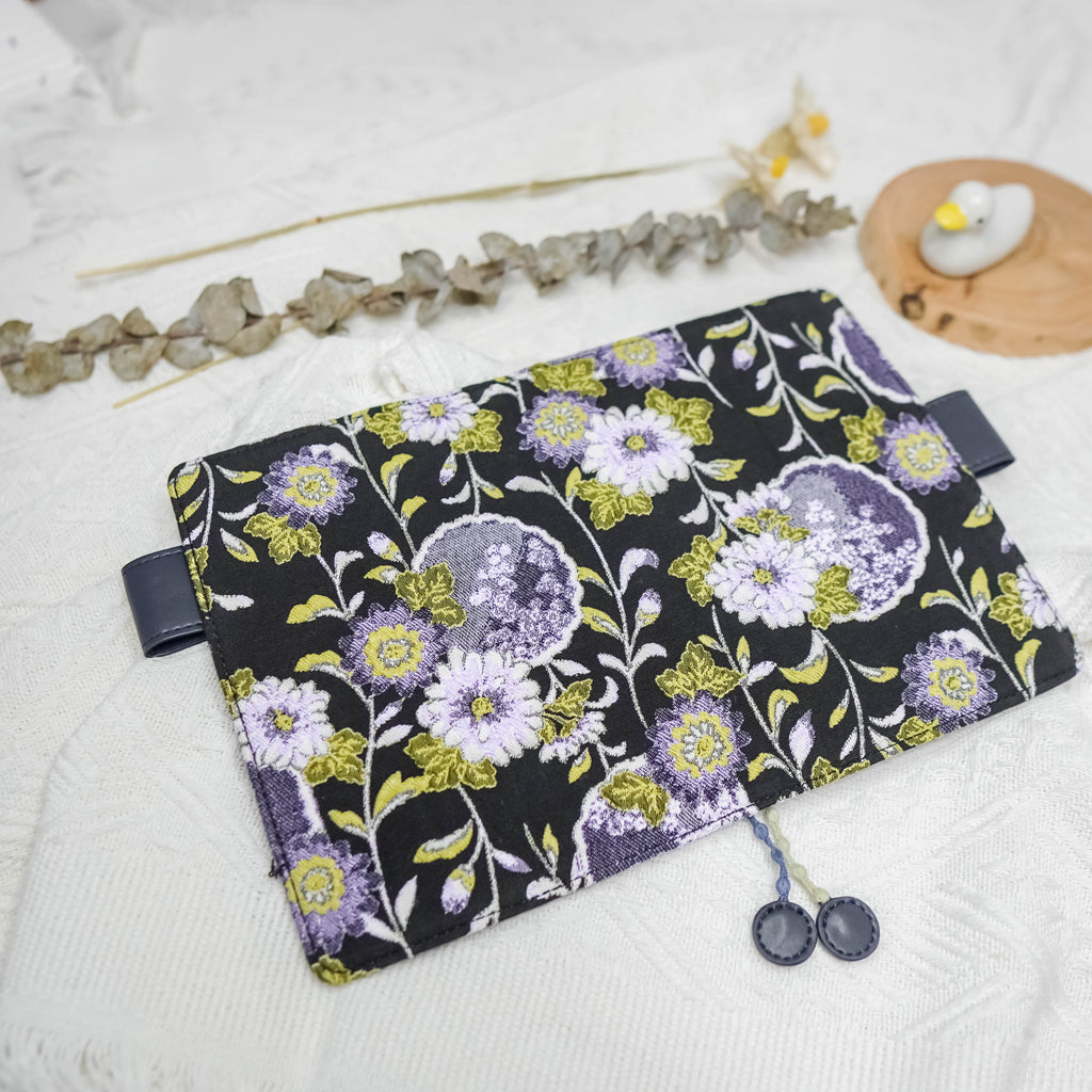 Planner Cover : Purple / Lemon Yellow Floral Embroidery Fabric (Hobo Weeks) // Pre Order