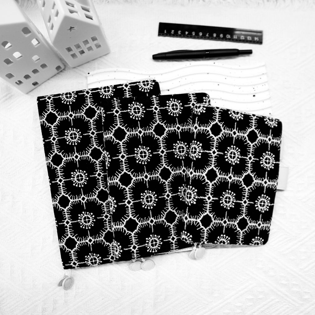 Planner Cover : Black Anemone Fabric (A5 / Hobo Cousin) // Pre Order