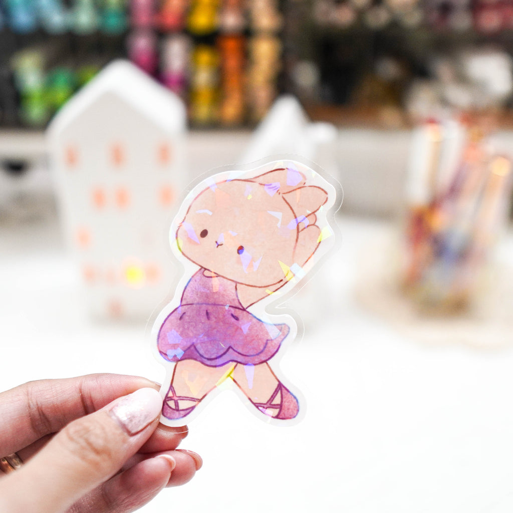 Die Cut Sticker : Bellarina Dancing Bunny // Glitter Overlay