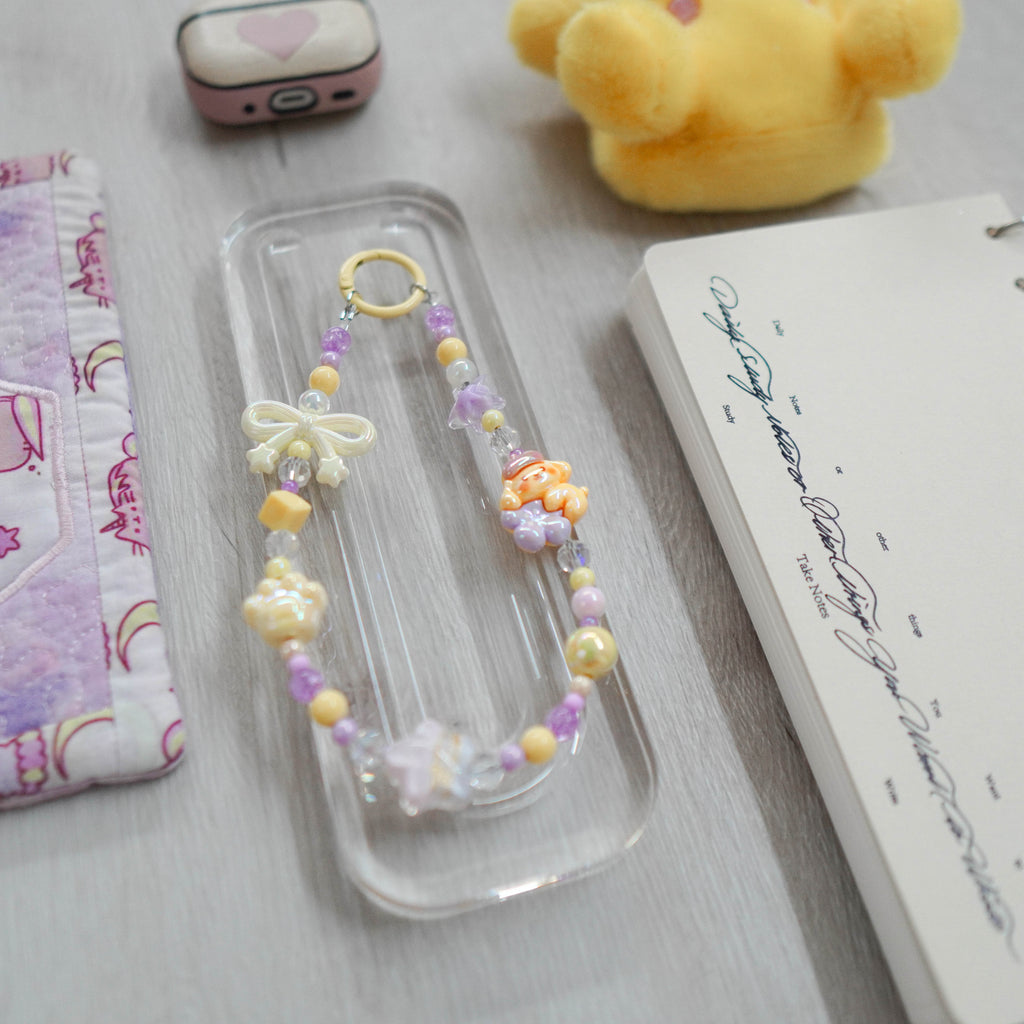 Phone / Kindle Charms :  Yellow & Purple Handmade Beaded Charm by Alyssa