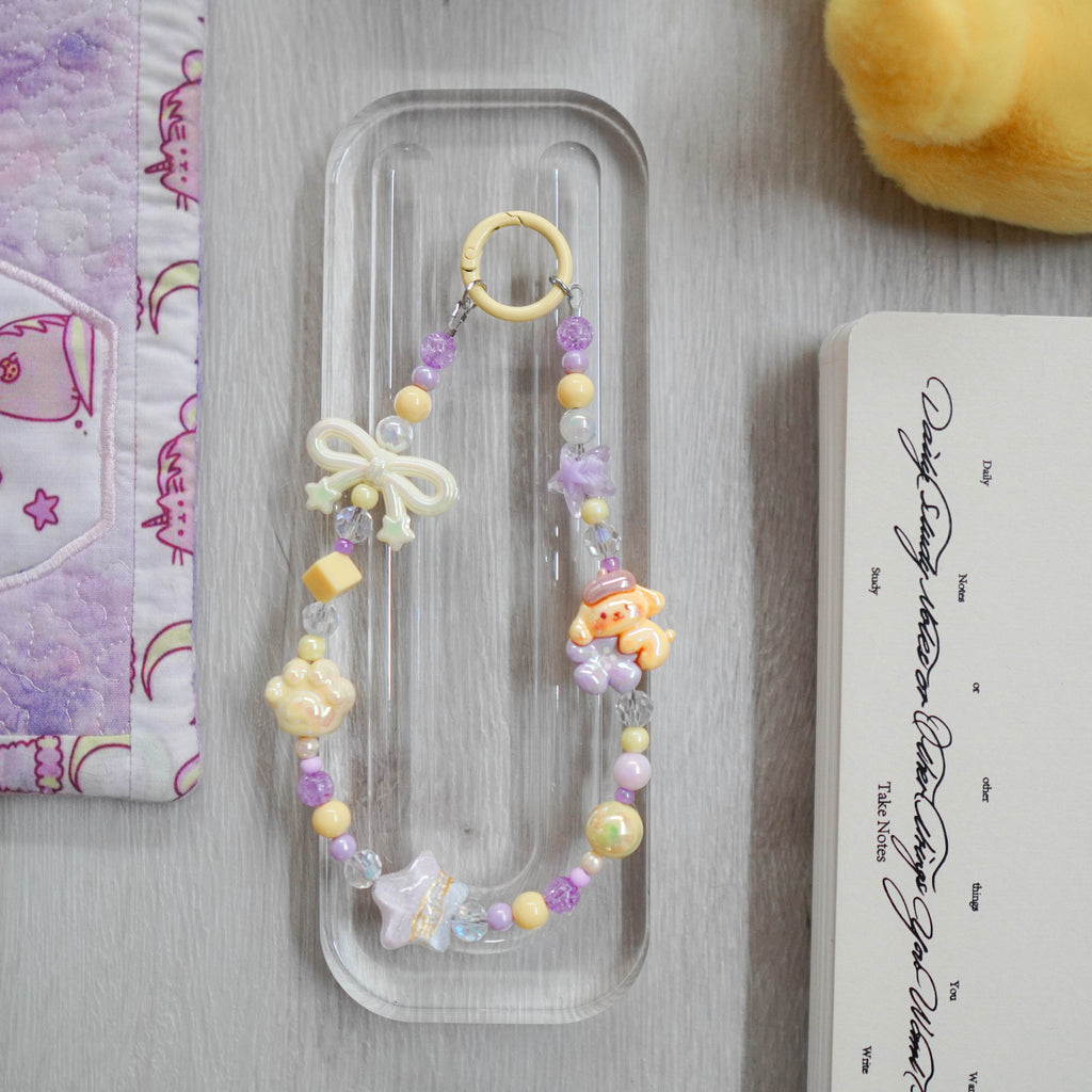 Phone / Kindle Charms :  Yellow & Purple Handmade Beaded Charm by Alyssa