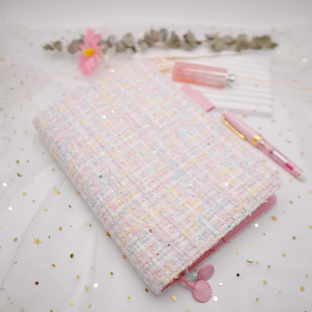 Planner Cover : Pink Tweed  Fabric (A5 / Hobo Cousin) // Pre Order