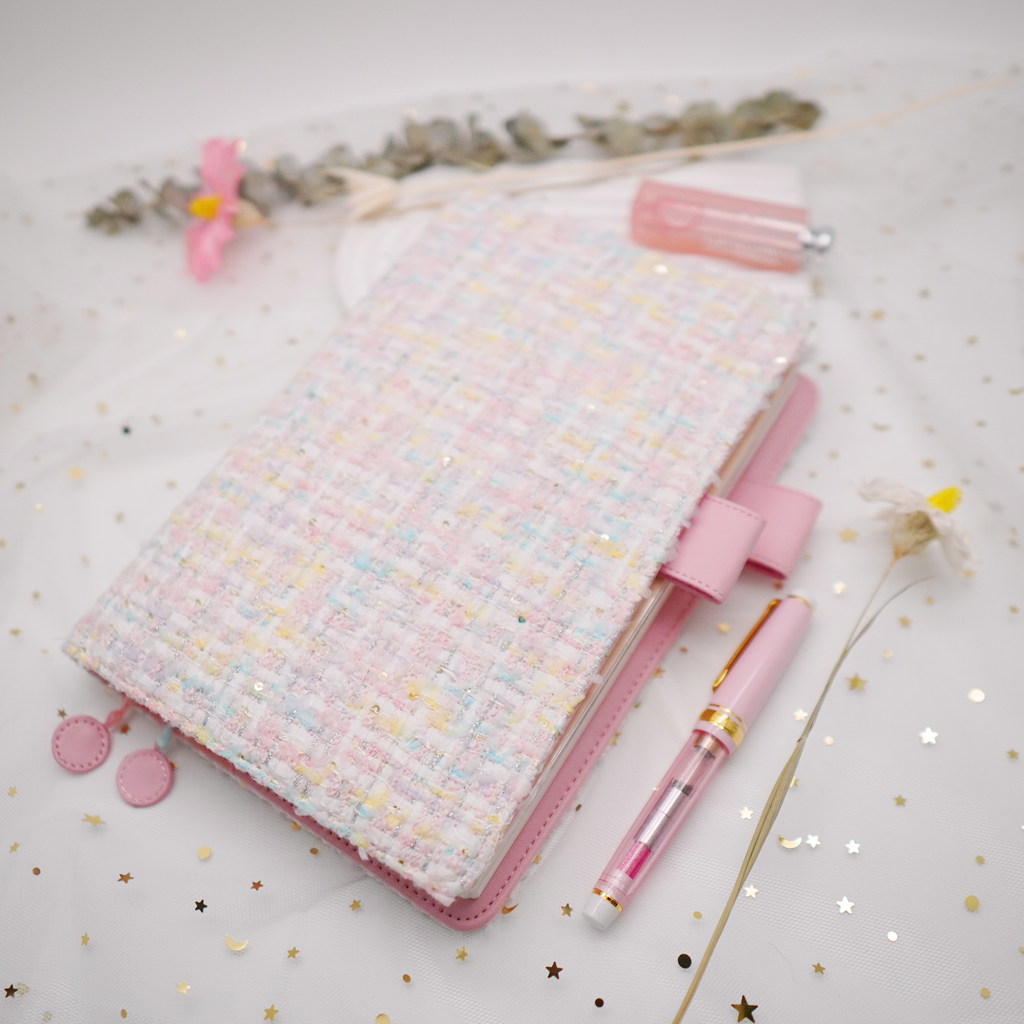Planner Cover : Pink Tweed Fabric (A6 / Hobo Techo) // Pre Order