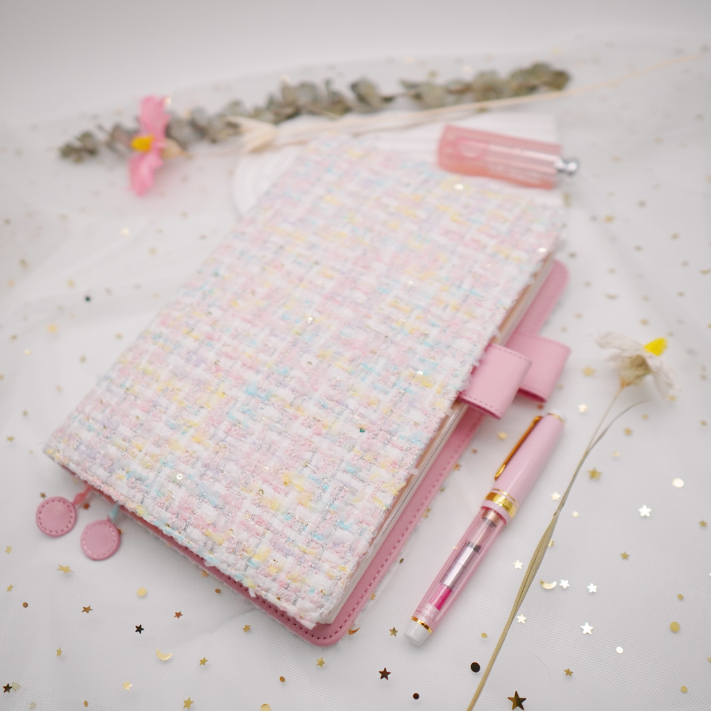 Planner Cover : Pink Tweed  Fabric (A5 / Hobo Cousin) // Pre Order