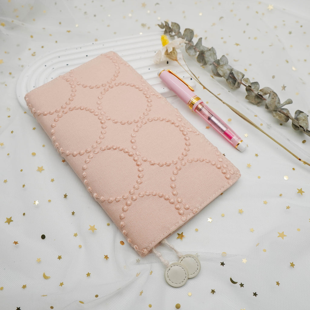 Planner Cover : Warm Taupe Circle Embroidered Fabric (B6) // Pre Order