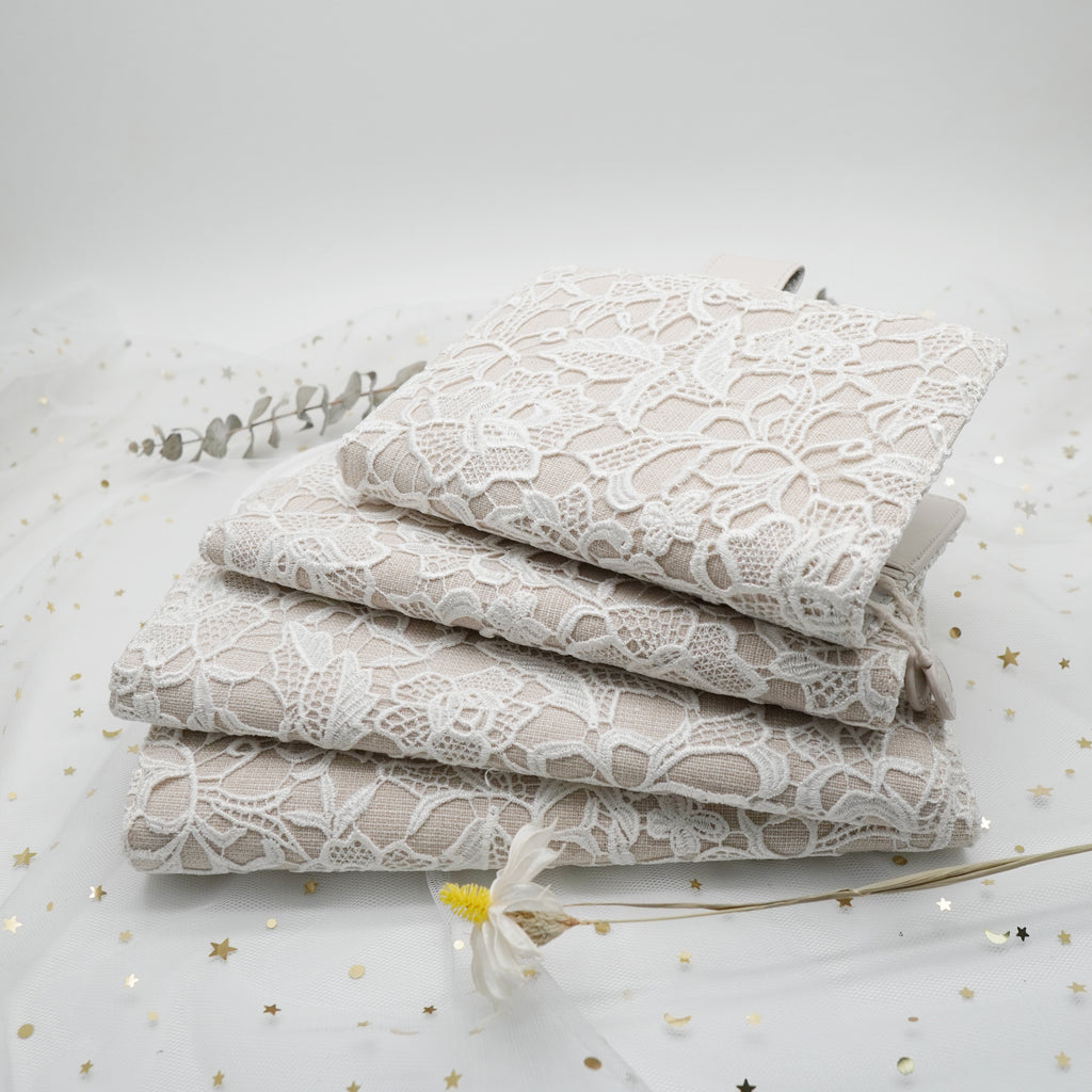 Planner Cover : Beige Lace Fabric (A5 / Hobo Cousin) // Pre Order