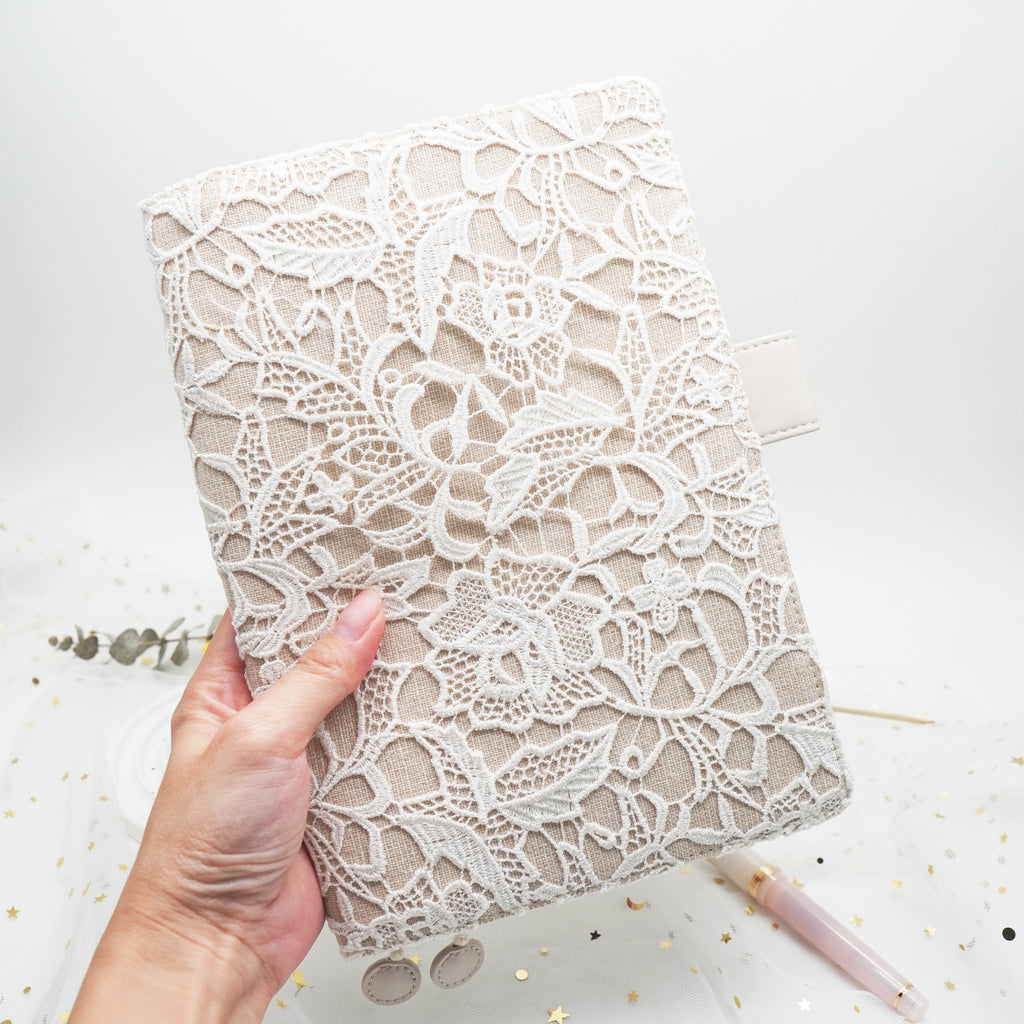 Planner Cover : Beige Lace Fabric (B6) // Pre Order