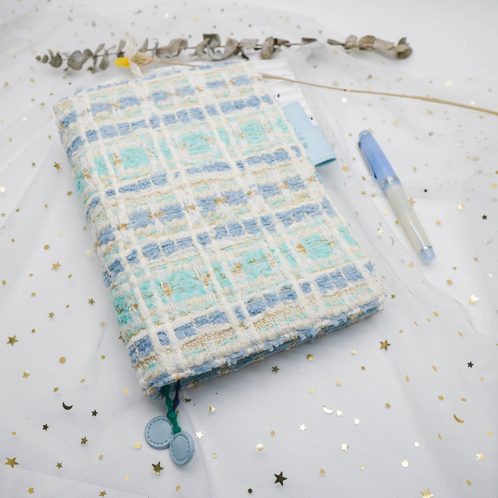 Planner Cover : Spring Blue Tweed Fabric  (Hobo Weeks) // Pre Order