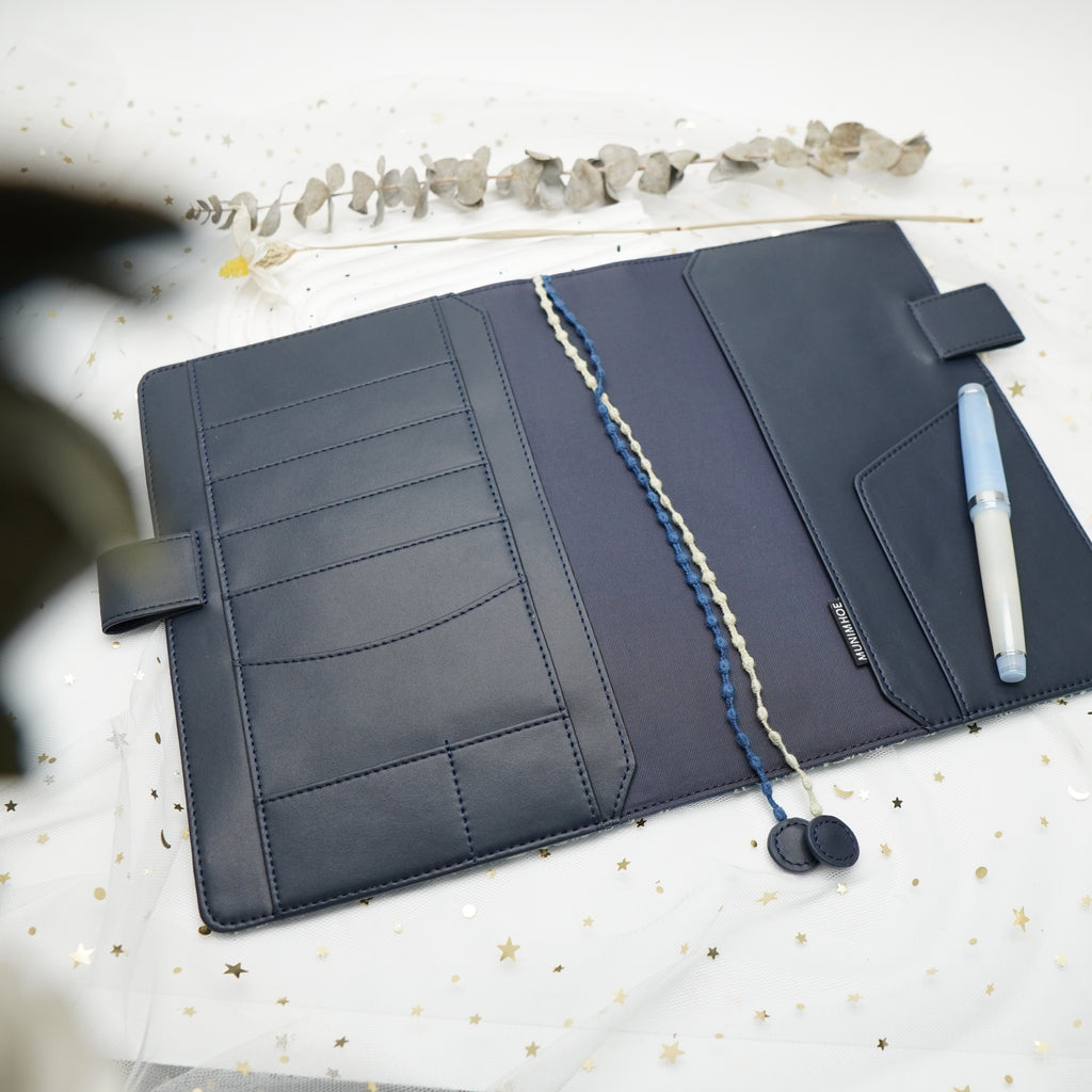 Planner Cover : Dark Blue Embroidery Fabric (A5 / Hobo Cousin) // Pre Order