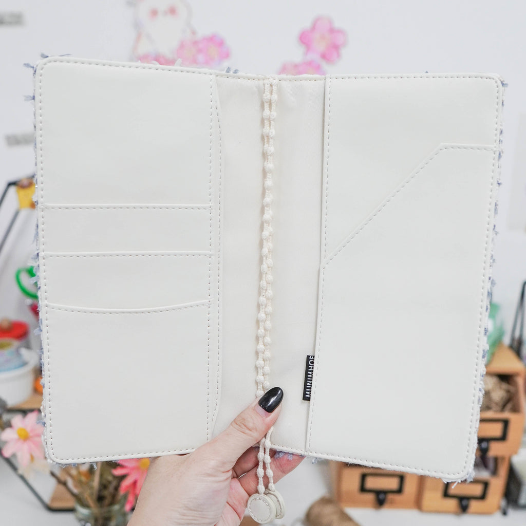 Planner Cover : White Fuzzy Floral Embroidery Fabric (Hobo Weeks) // Pre Order