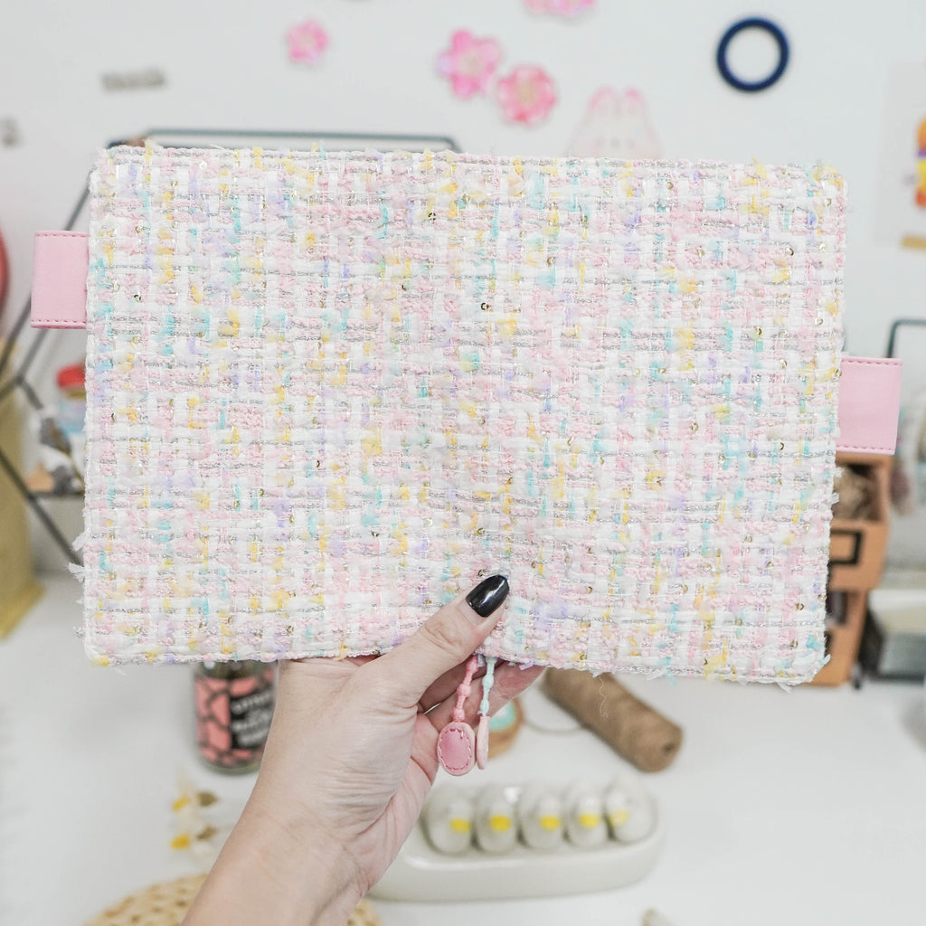 Planner Cover : Pink Tweed Fabric (A6 / Hobo Techo) // Pre Order