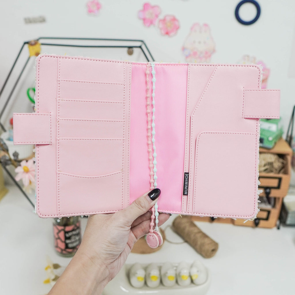 Planner Cover : Pink Mint Sakura With Gold Accent Fabric (A6 / Hobo Techo) // Pre Order