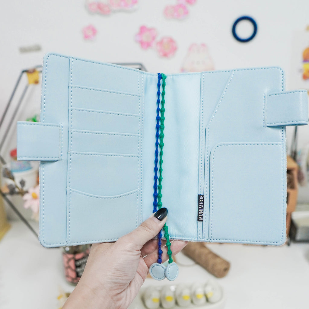 Planner Cover : Blue White Embroidery Fabric (A6 / Hobo Techo) // Pre Order