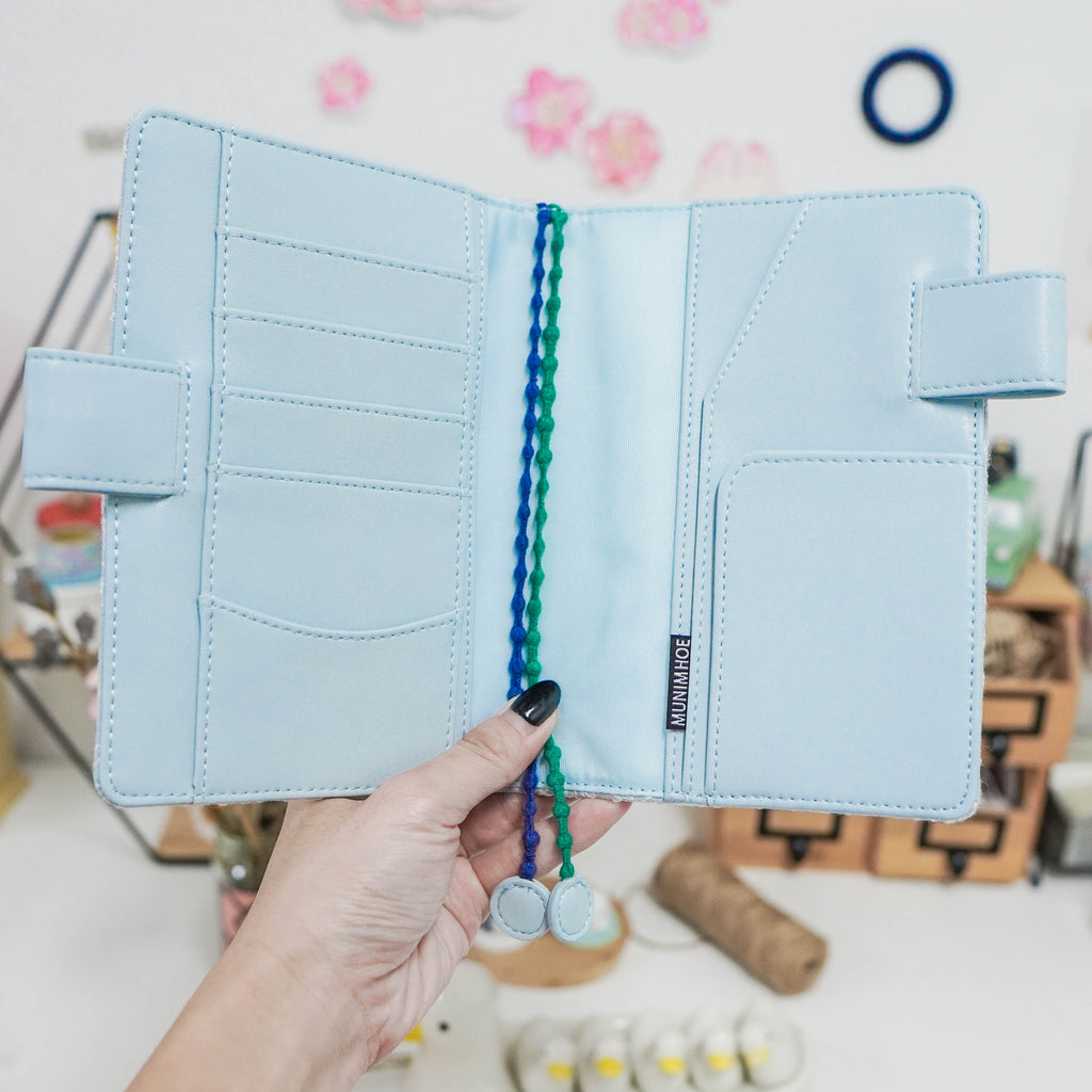 Planner Cover : Blue Yellow Tweed (Silver Accent) Fabric (A6 / Hobo Techo) // Pre Order