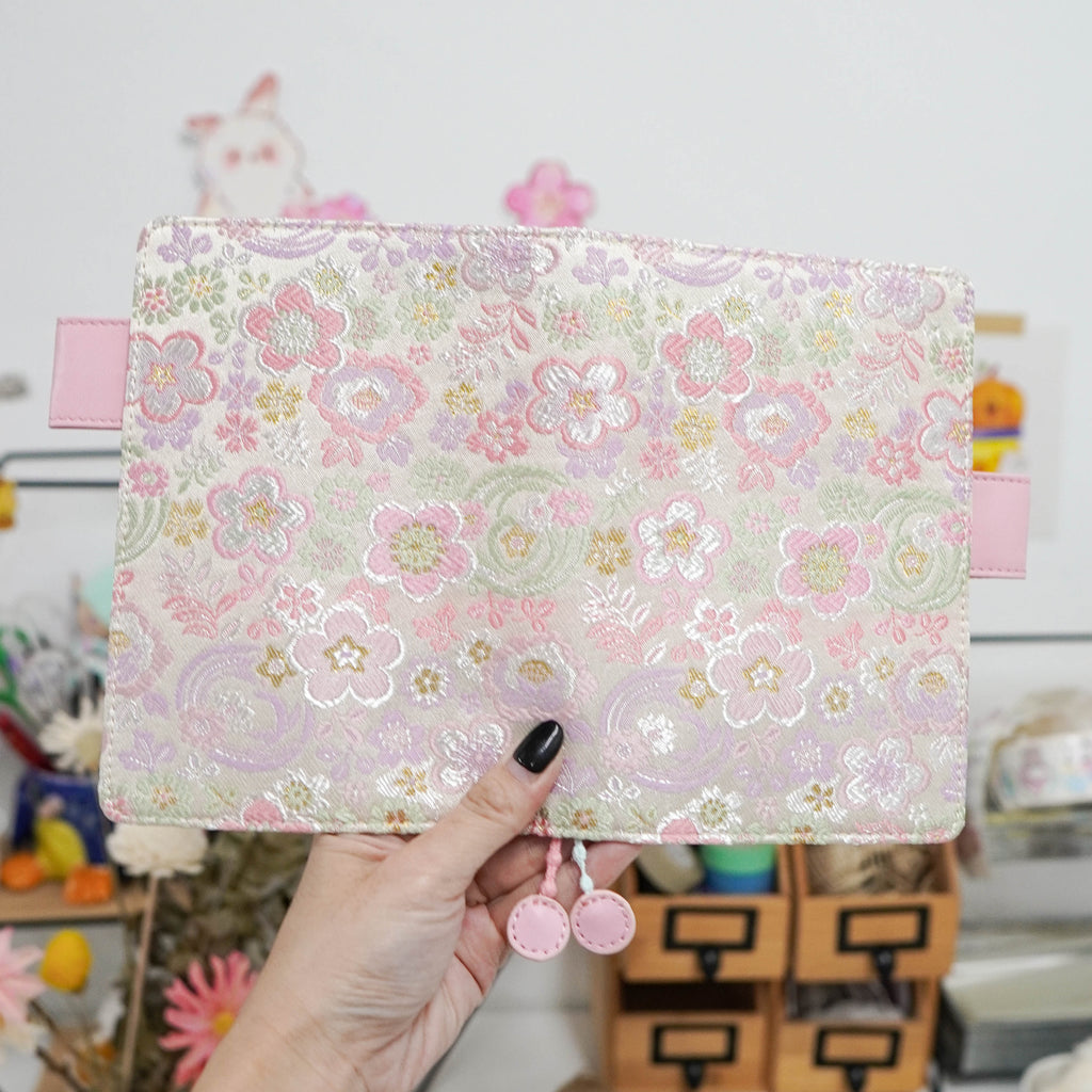 Planner Cover : Pink Floral (Gold Accent) Fabric (B6) // Pre Order