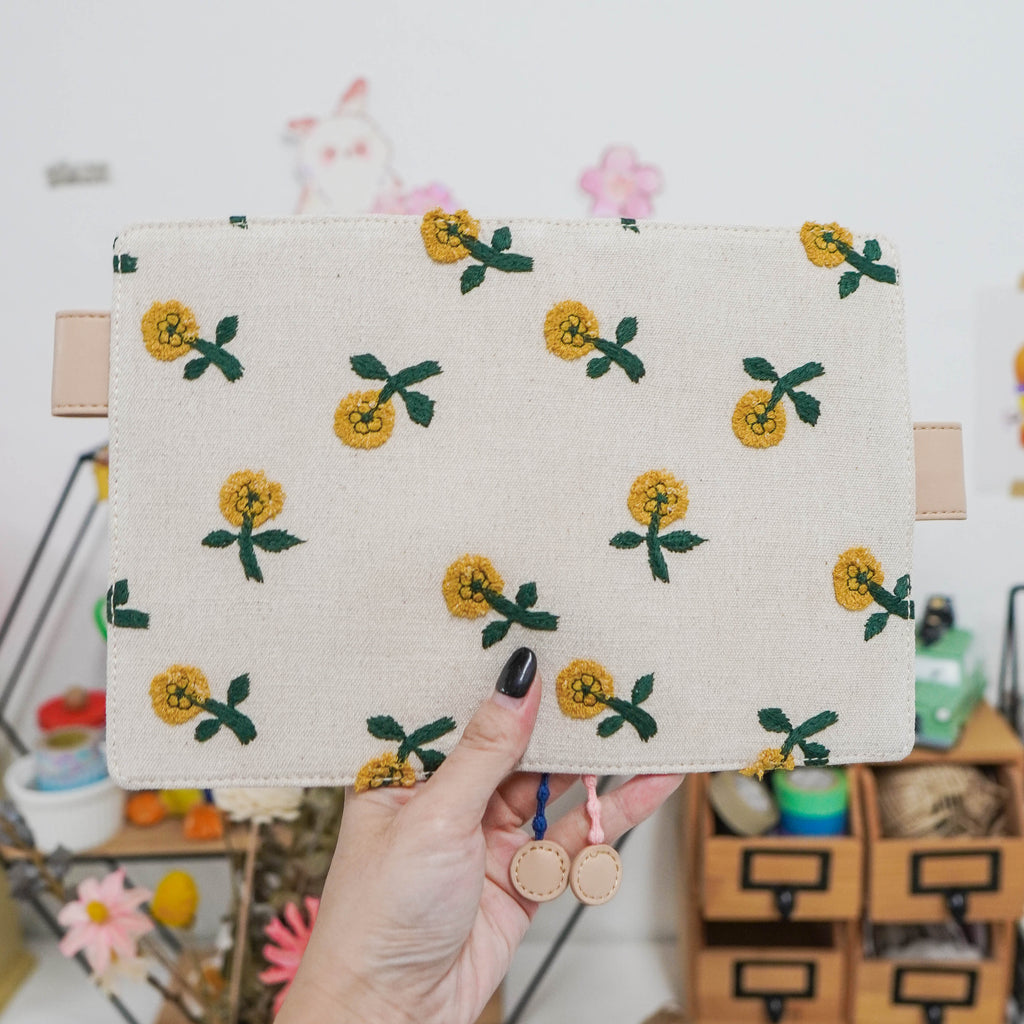 Planner Cover : Yellow Cute Embroidered Floral Fabric  (B6) // Pre Order