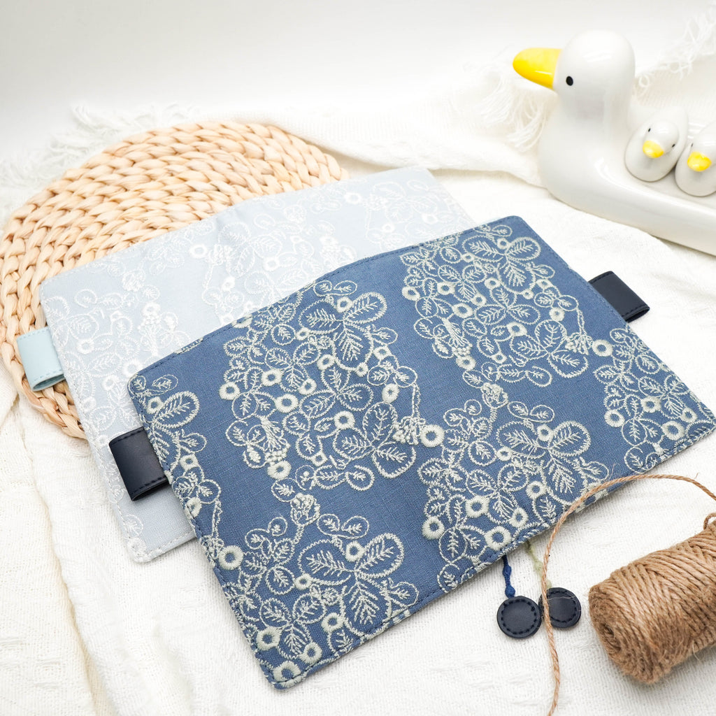 Planner Cover : Dark Blue Embroidery Fabric (Hobo Weeks) // Pre Order