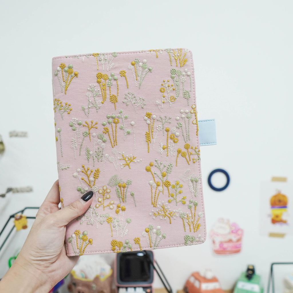 Planner Cover : Pink/Yellow Floral Embroidered Floral Fabric (A5 / Hobo Cousin) // Pre Order