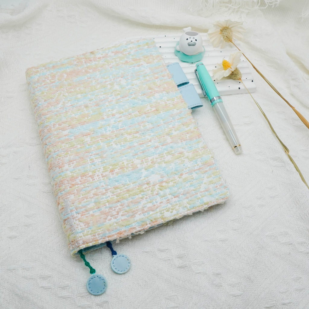 Planner Cover : Blue Yellow Tweed (Silver Accent) Fabric (A5 / Hobo Cousin) // Pre Order