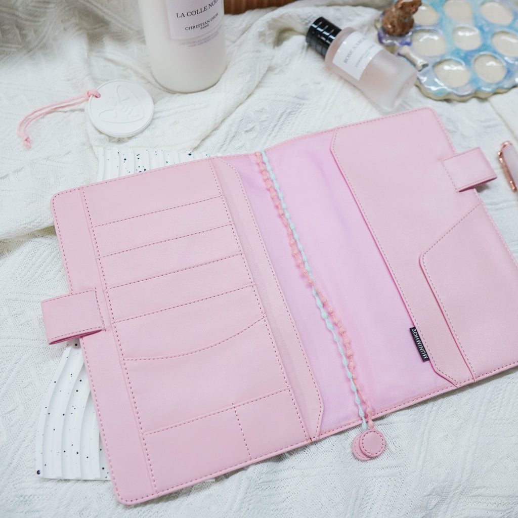 Planner Cover : Pink Mint Sakura With Gold Accent Fabric (A5 / Hobo Cousin) // Pre Order